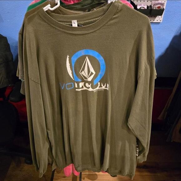 Vtg Y2k VOLCOM STONE Stencil Diamond Logo Graphic Skate Longsleeve T Shirt XL - Picture 1 of 3